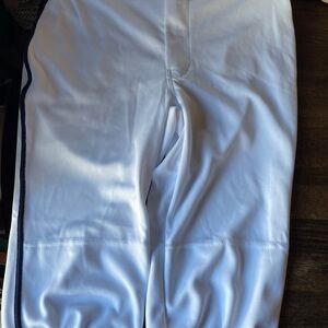 White /Black Stripe Baseball Pants - Youth Xlg